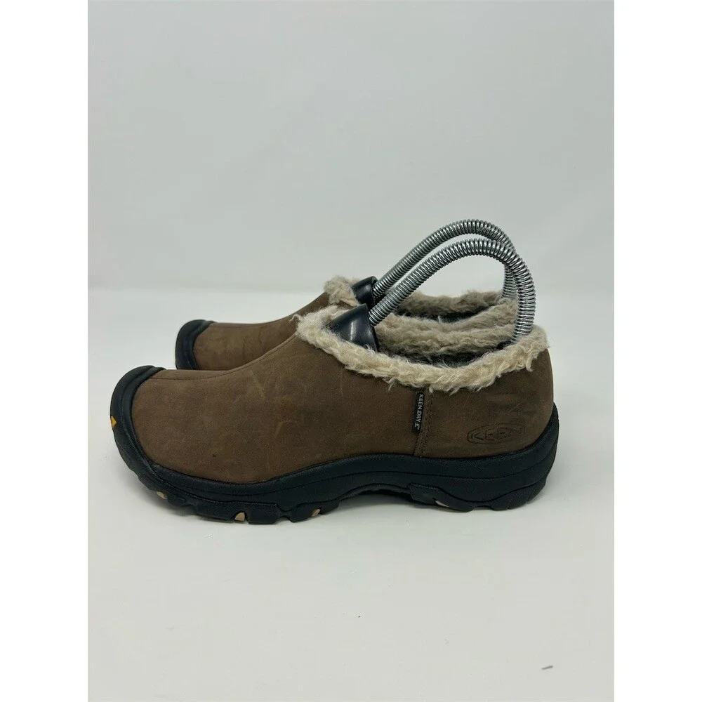 KEEN Bailey Slip-On Shoes Womens Brown Waterproof Faux Fur Lined Outdoor Size 7